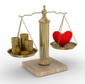 Money vs heart scales small
